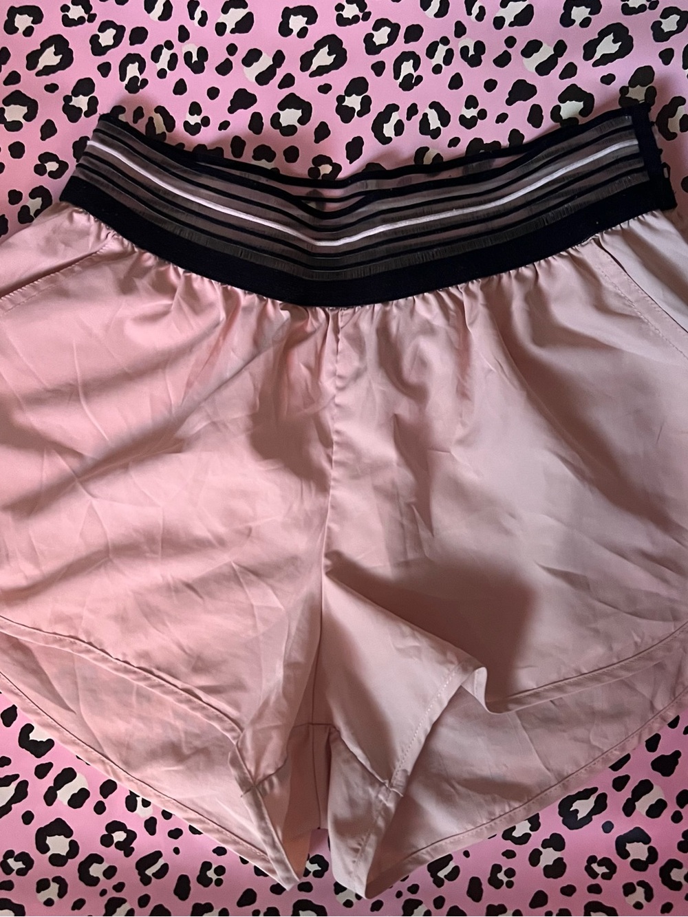 IVY PARK Light Pink Shorts with Black Striped Waistband